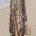 Women's Geometric Art Print Casual Cotton Sweater Dress