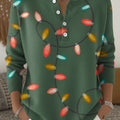 Women's Christmas Lanterns Pattern Art Print Buttoned Cardigan Sweater