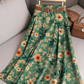 Women's Vintage Beautiful Floral Botanical Art Print Cotton Skirt