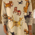 Women's Funny Dogs Art Print Casual Pullover Sweater