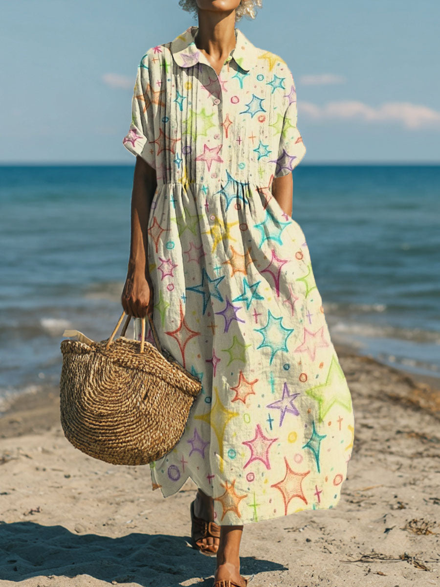 Women's Colorful Stars Art Print Dress
