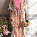 Women's Ethnic Geometric Floral Painting Art Print Dress