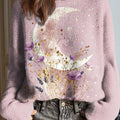 womens-lovely-floral-moon-pattern-art-print-casual-pullover-sweater