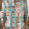 Beautiful Cute Merry Christmas Snowman Elk Painting Art Print Buttoned Cardigan Sweater
