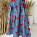 Women Love Pattern Art Print Casual Denim Dress