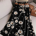 Women's Daisy Print High-Waisted A-Line Casual Skirt