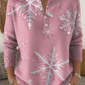 Women's Christmas Snowflake Art Print Buttoned Cardigan Sweater