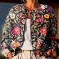 Vintage-Blumenmalerei-Kunstdruck-Knopfstrickjacke-Pullover-SNW8 