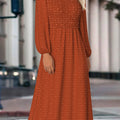 Terracotta Tummy Coverage Long Sleeve Round Neck Dress
