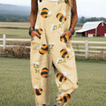 Women's Colorful Bee Art Pattern Print Casual 100% Cotton Jumpsuit