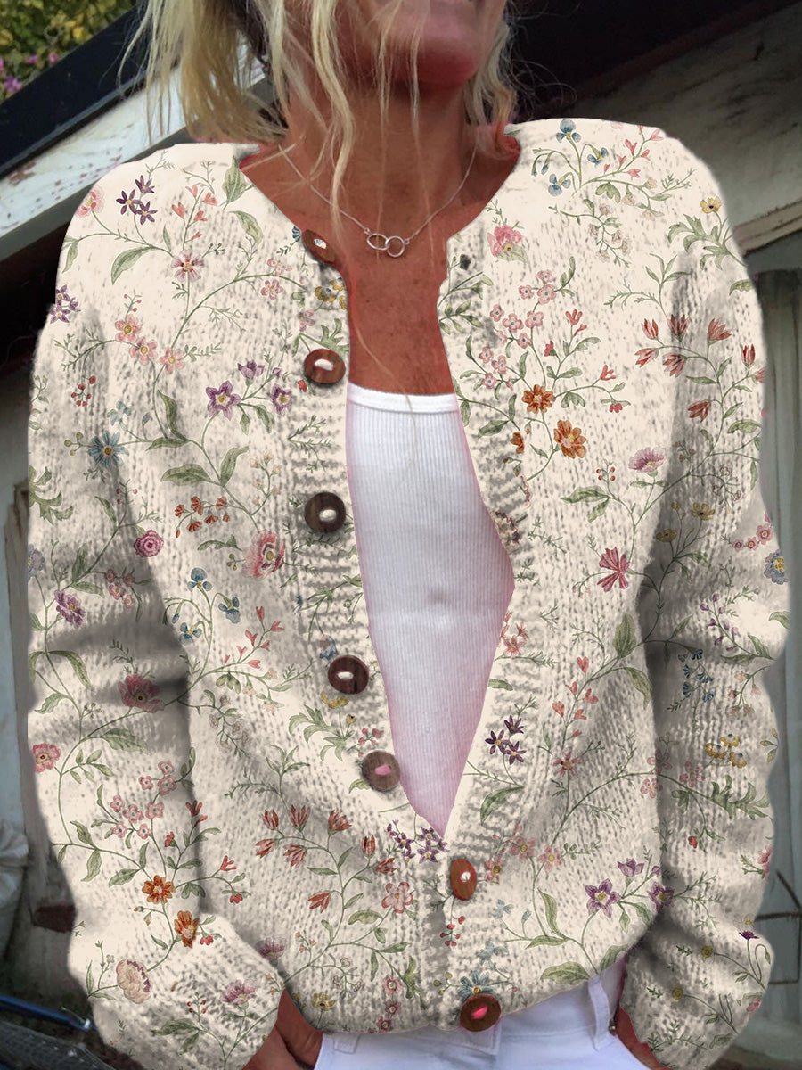 womens-vintage-floral-art-print-buttoned-cardigan-sweater-ouql