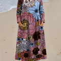 Lässiges Baumwollkleid im Vintage-Stil mit Blumenmuster für Damen