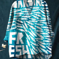 Women's Vintage Fish Sardines Art Print Casual Cotton And Linen V-neck Shirt