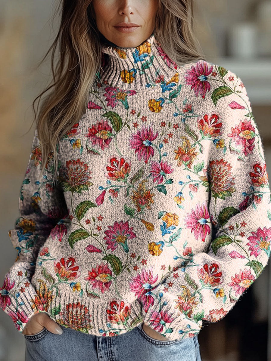 womens-retro-ethnic-art-flowers-print-knit-turtleneck-pullover-sweater-1hu5
