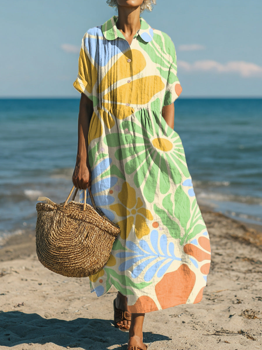 Women's Beautiful Abstract Large Flower Painting Art Print Dress