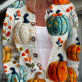 vintage-pumpkin-art-print-buttoned-cardigan-sweater-gdee