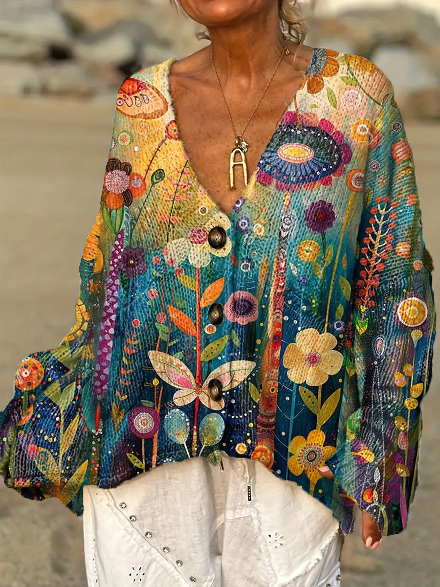 womens-beautiful-vintage-abstract-floral-painting-art-print-casual-pullover-sweater