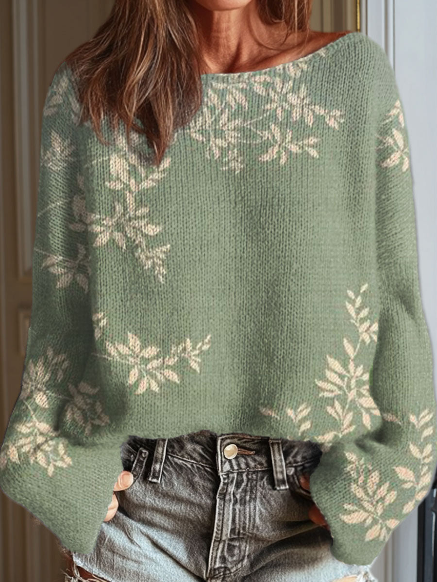 womens-vintage-flower-art-print-casual-pullover-sweater-q5a2