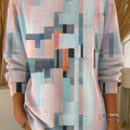 Women's Artistic Geometry Print Casual Pullover Sweater