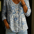 Women's Floral Pattern Art Print Casual Cotton Shirt