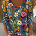 Pull décontracté à imprimé floral vintage pour femme