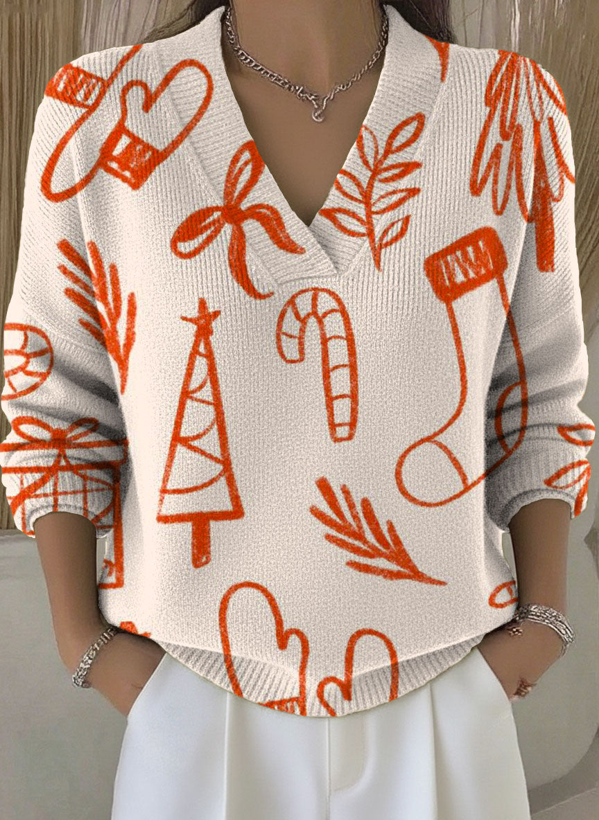 Women's Christmas Trees Sock Candy Pattern Art Print Buttoned Cardigan Sweater