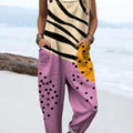 Women's Abstract Dot Pattern Art Print Casual 100% Cotton Wide Leg Jumpsuit