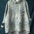 Women's Vintage Floral Art Print Casual Cotton And Linen Shirt