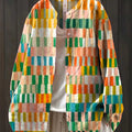 Women's Geometric Pattern Art Print Casual Cotton And Linen Shirt