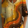 Women's Abstract Polka Dot Art Print Casual Stylish Cotton Linen Shirt