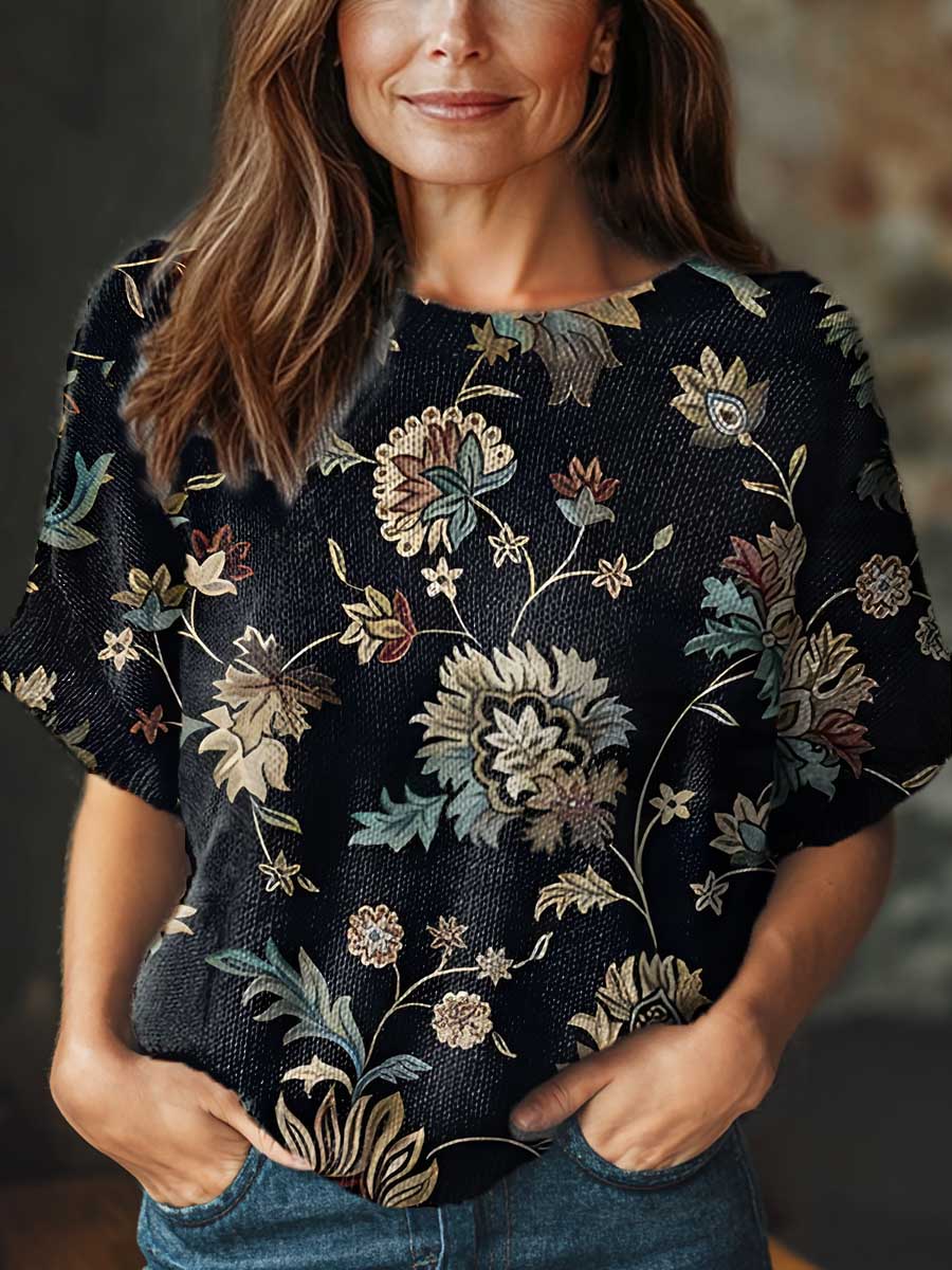 womens-vintage-art-ethnic-flower-print-casual-crew-neck-short-sleeve-knitted-sweater-3v6c