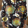 Vintage Beautiful Large Flower Painting Art Print Buttoned Cardigan Sweater