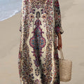 Women's Vintage Ethnic Floral Art Print Cotton Dress