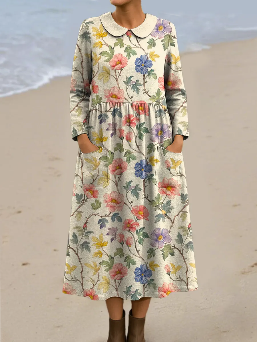 Women's Floral Art Print Casual Cotton Dress