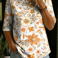 Women’s Floral Pattern Art Casual Loose Half Sleeve 100% Cotton T-shirt