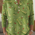 Vintage  Christmas Art Print Buttoned Cardigan Sweater