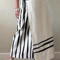 Women's Stripe Cotton and Linen Skirt