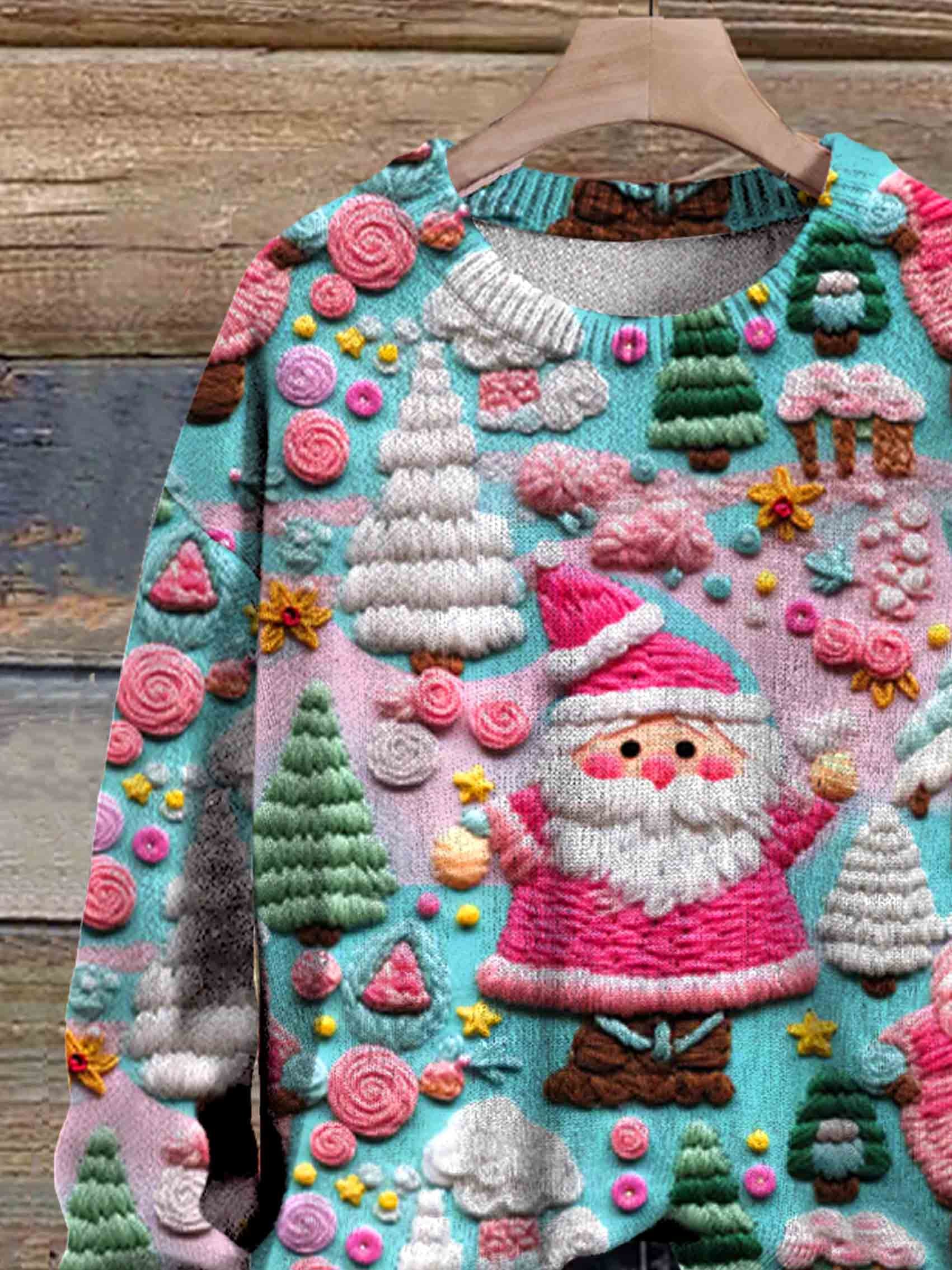 santa-christmas-art-print-knit-pullover-sweater