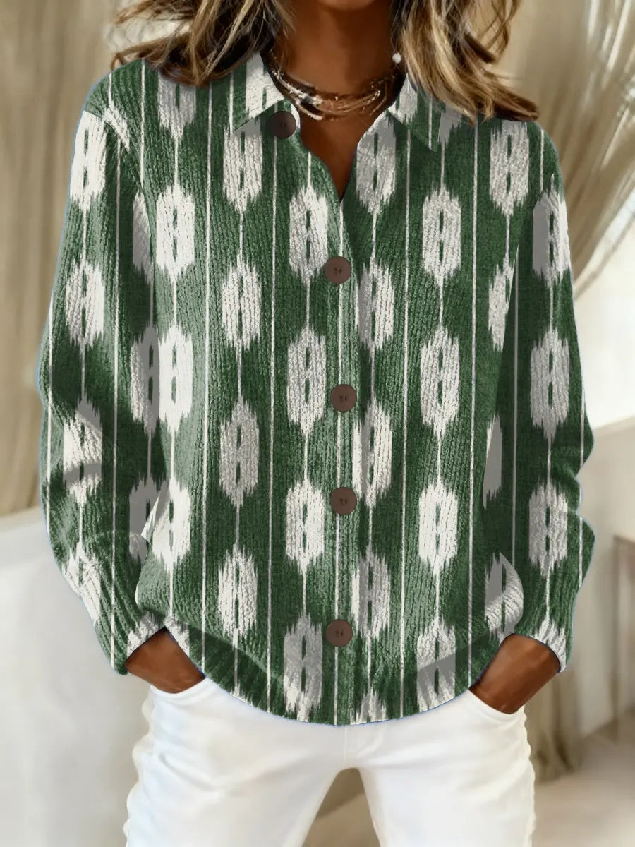 Women's Vintage Abstract Geometry Art Print Casual Sweater