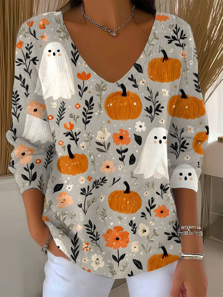 womens-vintage-ghost-art-print-casual-pullover-sweater-afye