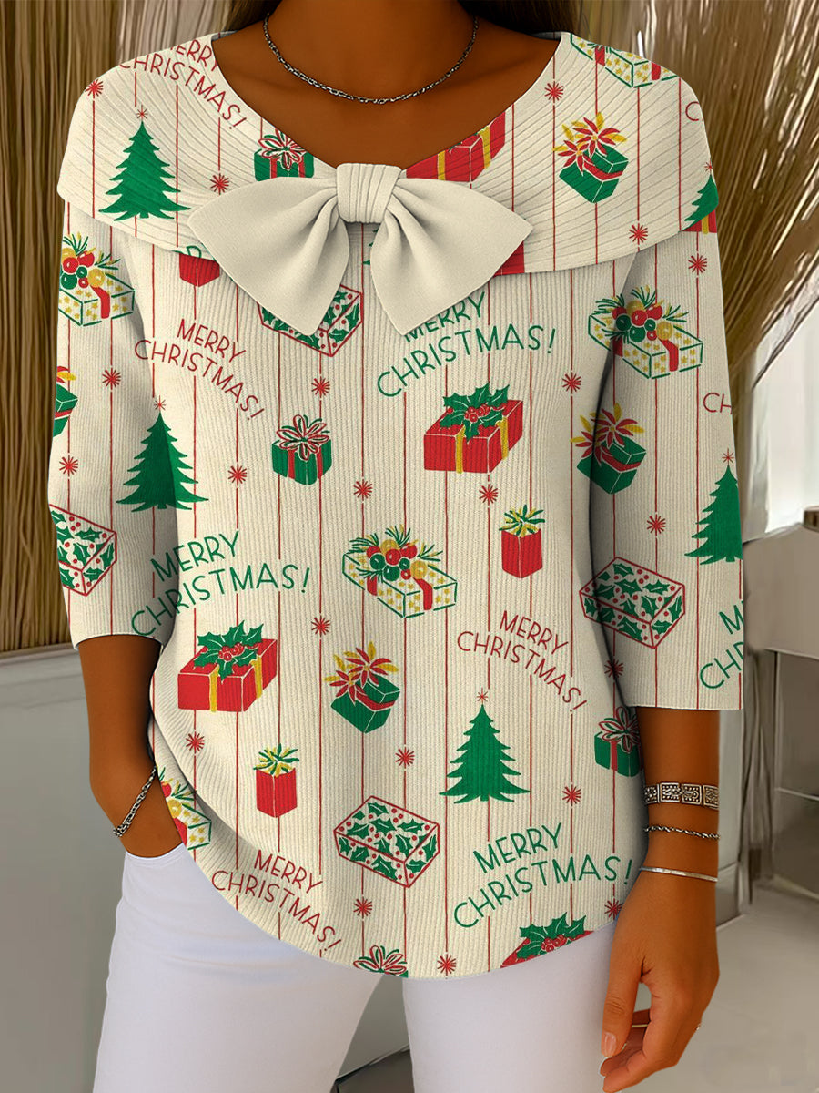 Colorful Merry Christmas Gift Painting Art Print Buttoned Cardigan Sweater