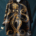 Women's Vintage Octopus Art Print Casual Cotton And Linen Shirt