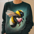womens-lovely-bee-pattern-art-print-knit-pullover-sweater