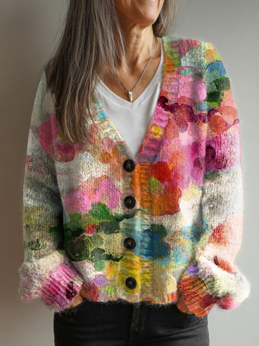 vintage-flower-art-print-buttoned-v-neck-cardigan-sweater-mtgn