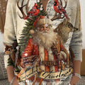 Vintage Christmas Art Print Buttoned Cardigan Sweater