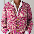 Gilet boutonné à imprimé floral vintage pour femme 