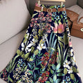 Women's Beautiful Colorful Floral And Botanical Art Print Cotton Skirt