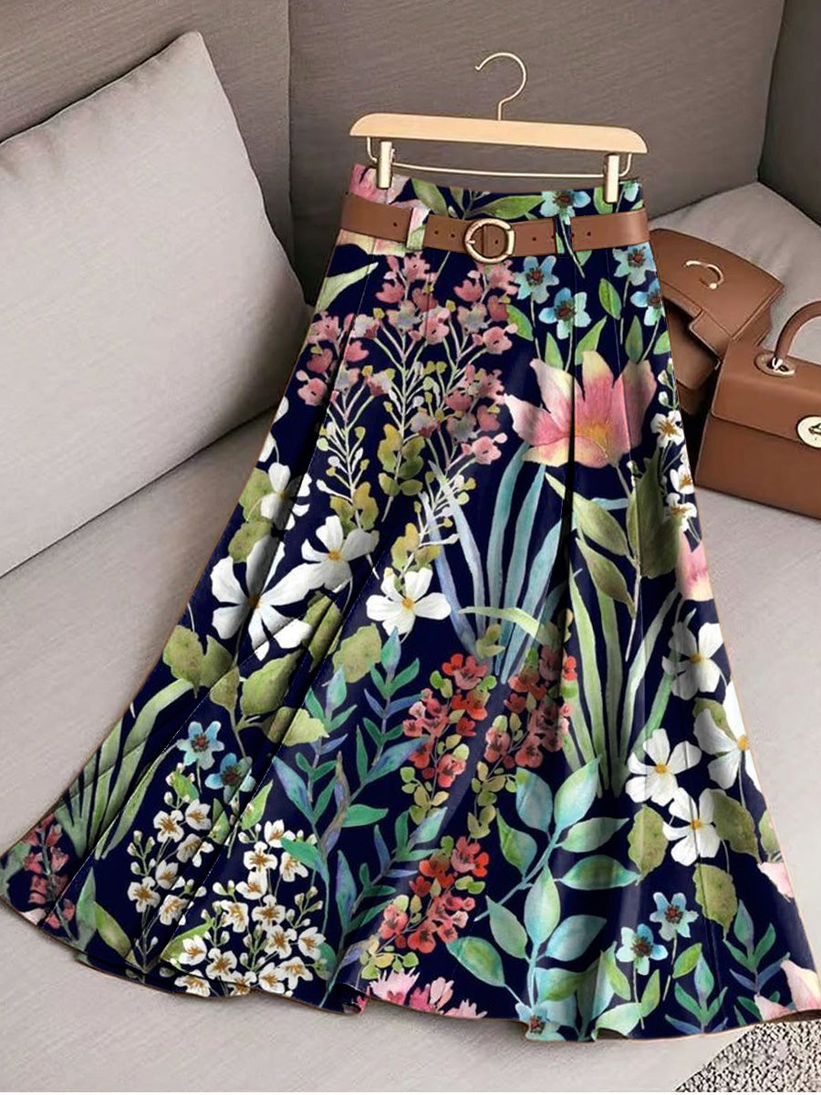 Women's Beautiful Colorful Floral And Botanical Art Print Cotton Skirt