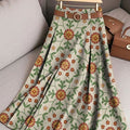 Women's Retro Flowers Pattern Casual Print Cotton Skirt