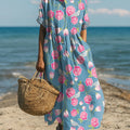 Robe en coton à imprimé floral vintage pour femme